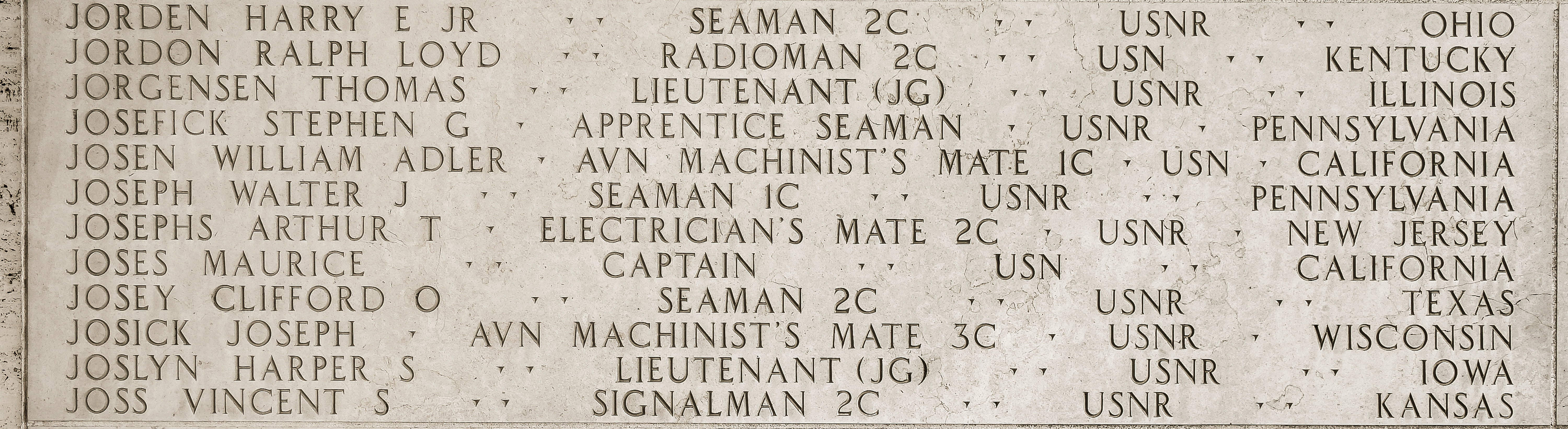 Stephen G. Josefick, Apprentice Seaman